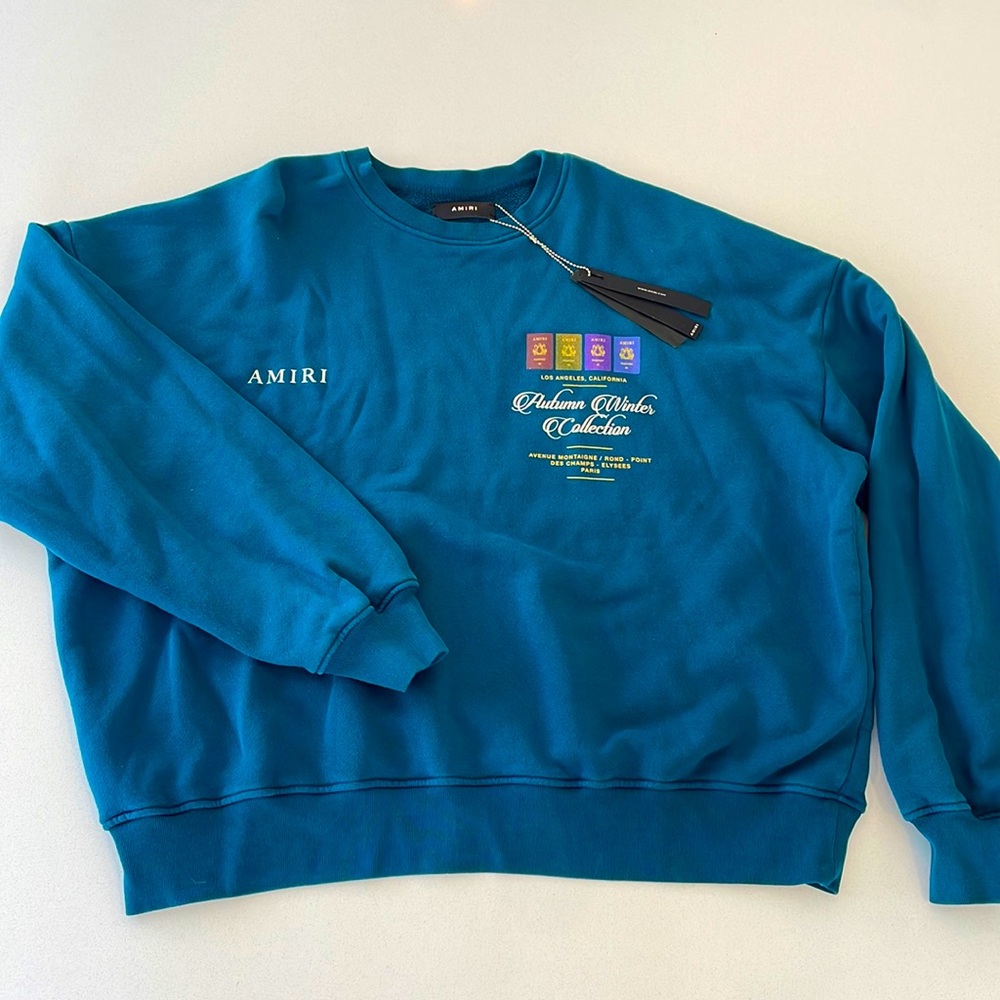 Amiri oversize sweat size Large bleu/vert